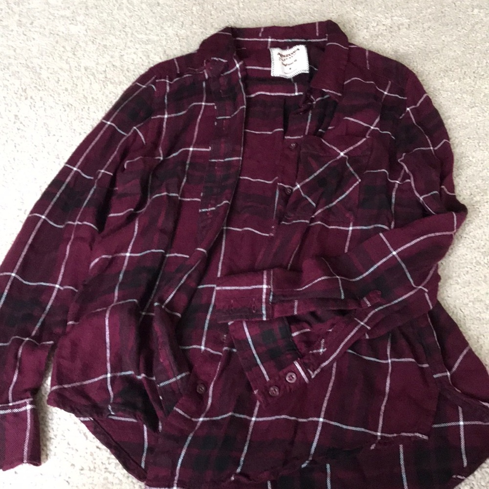 Arizona burgundy and black plaid shirt